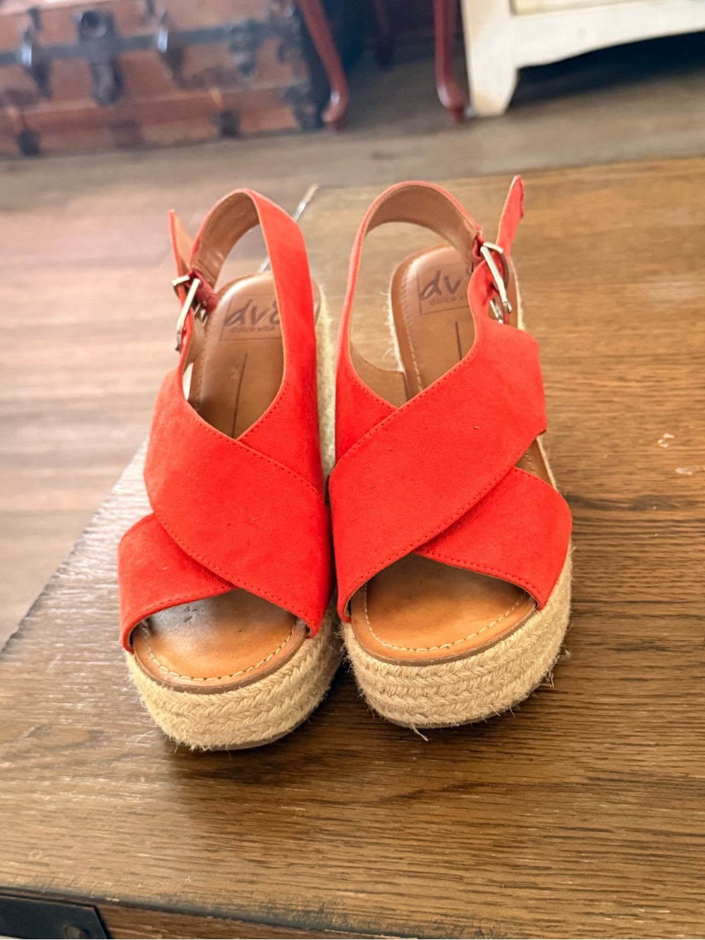 dv by Dolce Vita Red Suede Slingback Sandals - Picture 9 of 10